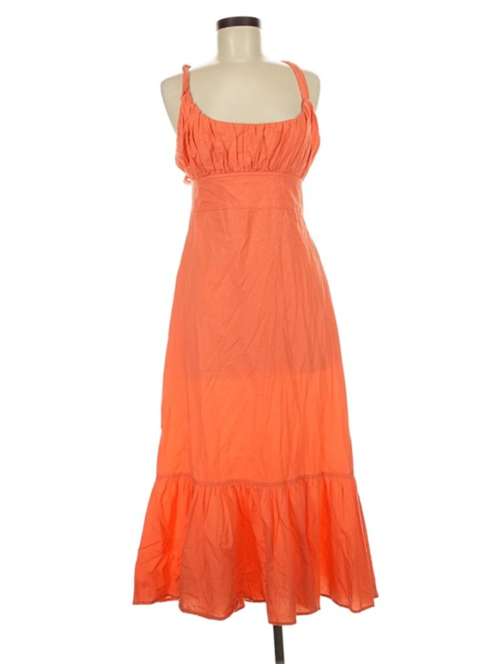 Free People "Laila" Coral Orange Crisscross Tie-Back Sheath Midi-Maxi Dress - M - Picture 2 of 13